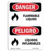 Signmission OSHA Danger Sign, 24" Height, Flammable Liquids Bilingual Spanish, DS-D-1824-VS-1239 OS-DS-D-1824-VS-1239